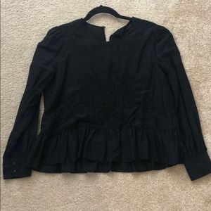 Zara Premium Denim Collection Embroidered Blouse